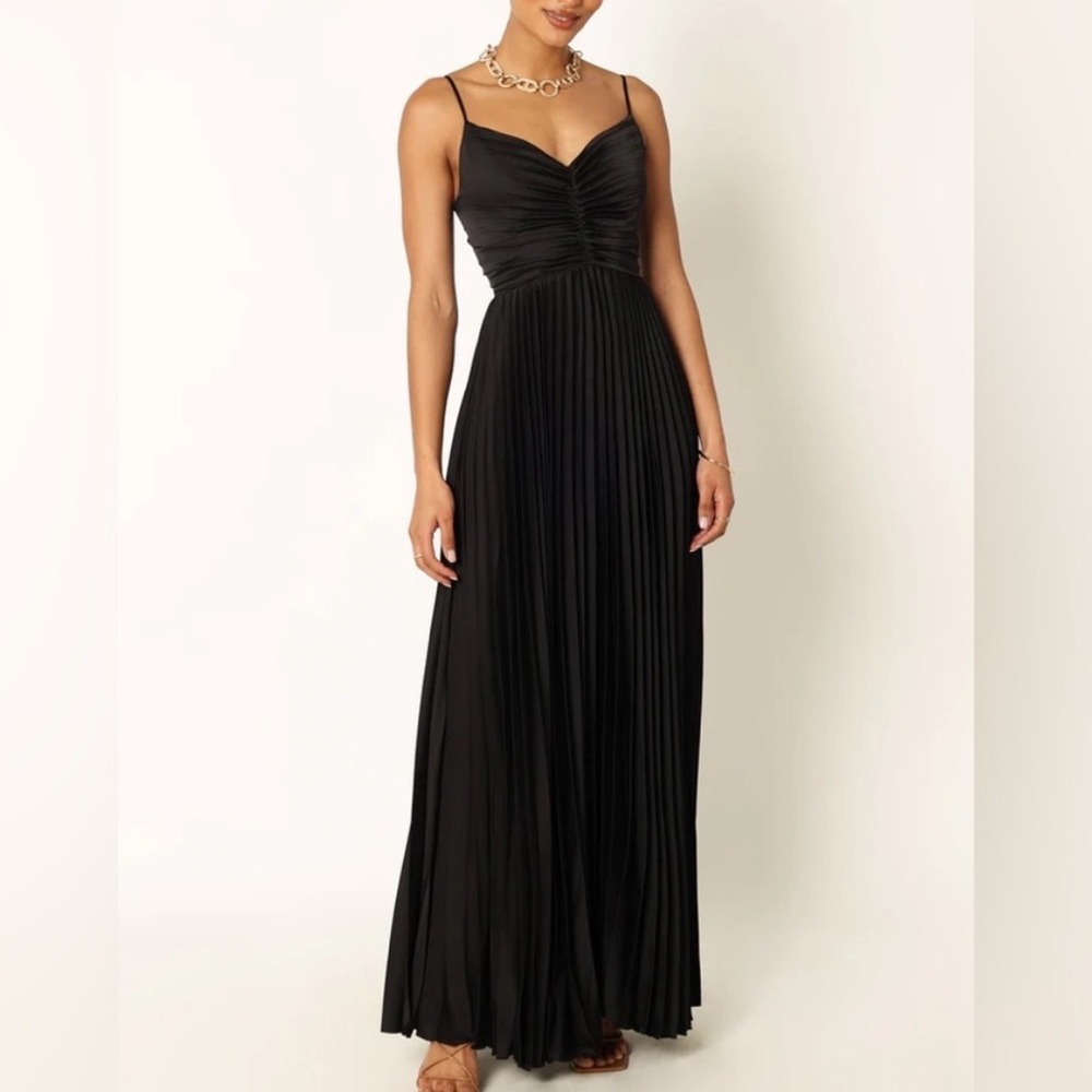 Petal & Pup Naira Satin Black Maxi Dress